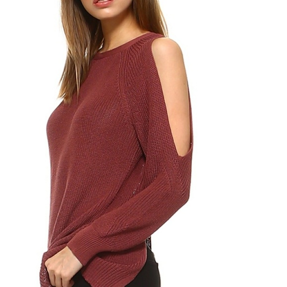 Rust - Cold Shoulder Sweater - Picture 4 of 4